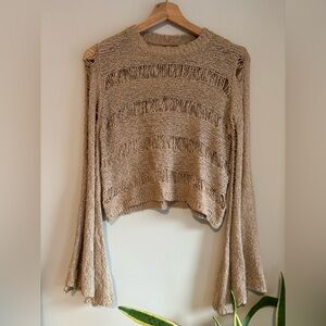 Fashion Nova Open Knit Tan Sweater